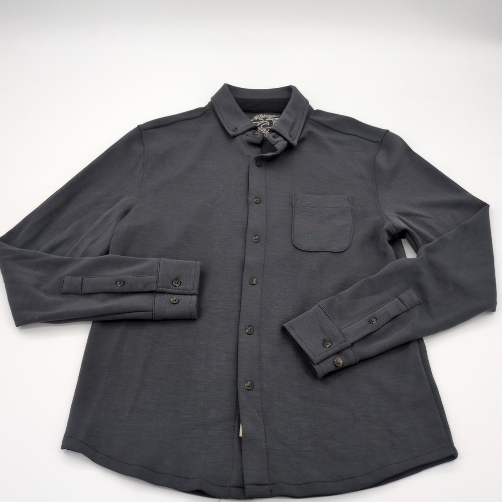 Laguna‎ Premium Stretch Pique Button Down Shirt Men Small Gray Long Sleeve Silky